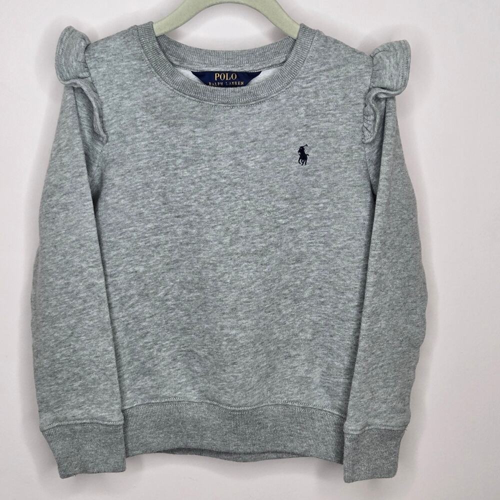 Polo by Ralph Lauren Heather Gray Girl's Sweatshirt with Ruffles Size 6